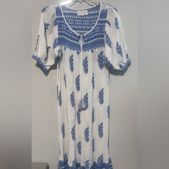 Daughters of India Mishka Maxi Dress Azure Blue White Size S - Picture 3 of 7